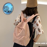 纯色百搭双肩包女生简约书包高中大学生初中生背包女双肩