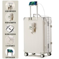 亲子旅游铝框密码箱铝框行李箱杯架款学生旅行箱20寸24寸小型万向轮X001